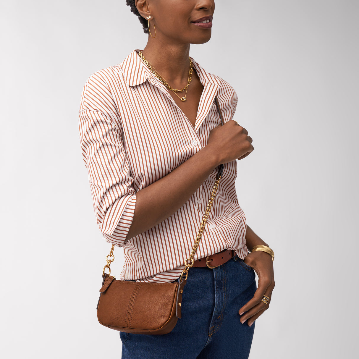 Fossil Jolie Brown Mini Crossbody Bag