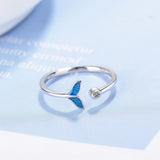 Adjustable Fantasy Mermaid Fishtail with Clear Simulated Diamond Ring