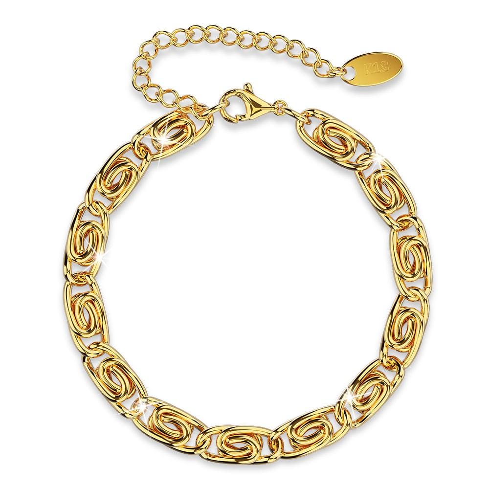 Boxed Bianca Fancy Clip Link Chain Gold Choker Necklace and Bracelet Set