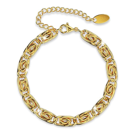 Boxed Bianca Fancy Clip Link Chain Gold Choker Necklace and Bracelet Set