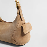 Suede Leather Retro Underarm Bag - Apricot