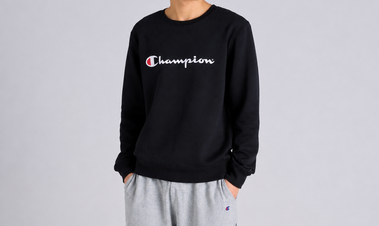Champion Men's Puff Script Crew - Black