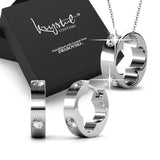 Boxed Ring Pendant White Gold Set Embellished with SWAROVSKI® Crystals