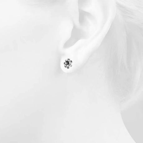 Solid 925 Sterling Silver Flora Stud Earrings 10mm