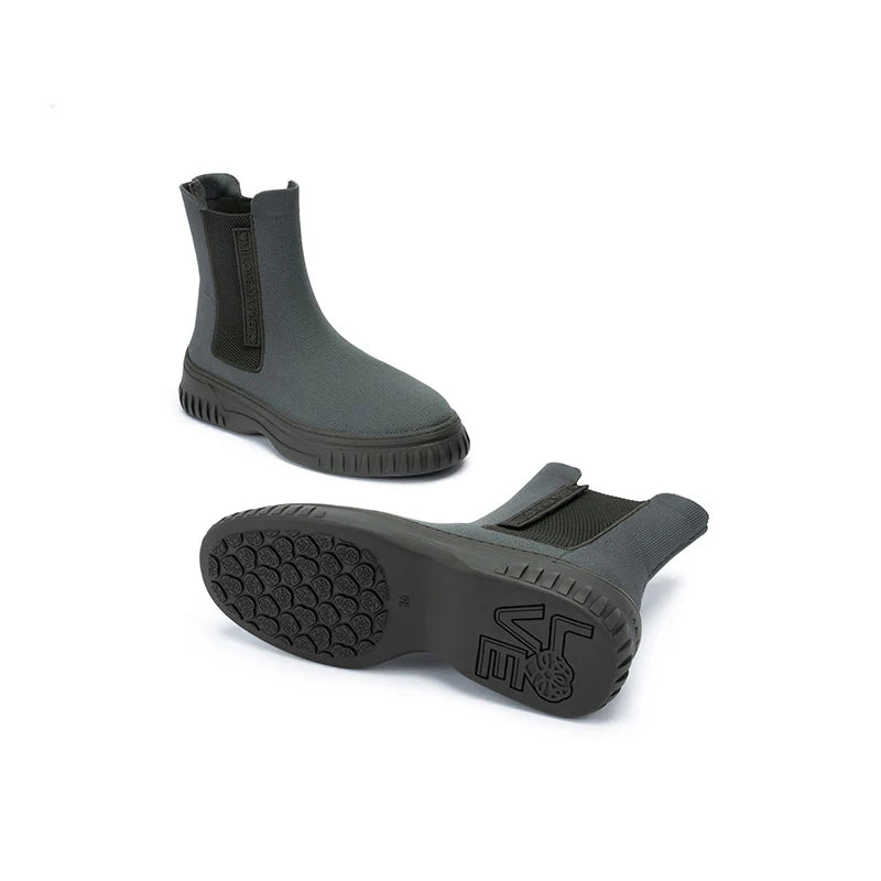Knit Chelsea Ankle Boots - Charcoal