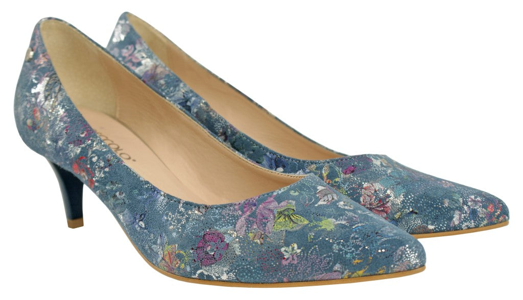 Bosccolo Womens High Heels - Flowers On Blue