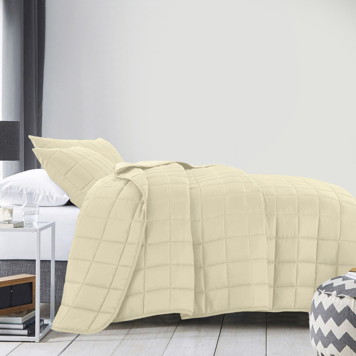 Royal Comfort Coverlet Set - Queen - Beige