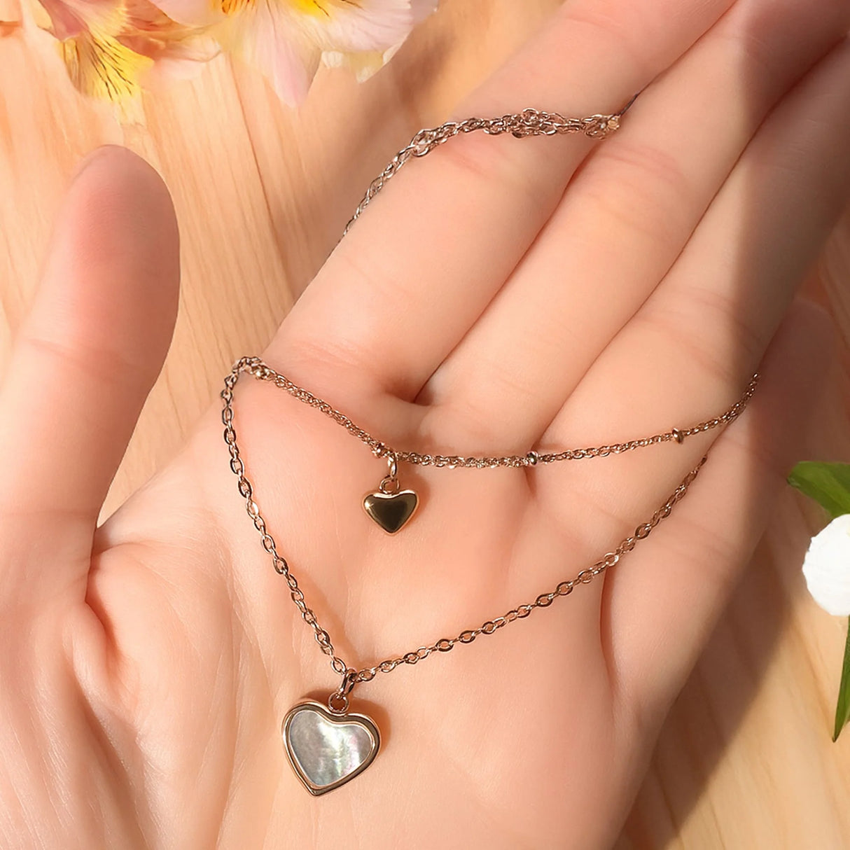 Bullion Gold River's Heart Bracelet in Rose Gold Stainless Steel