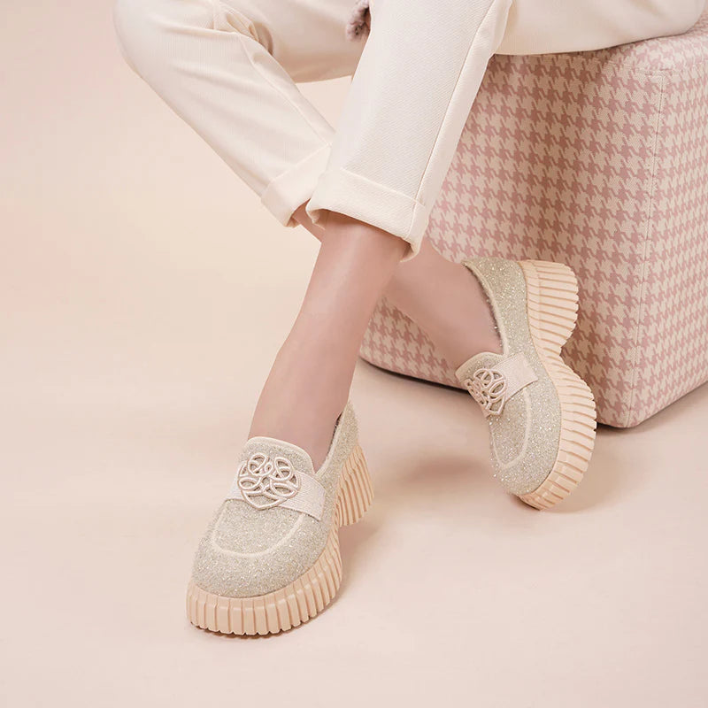 Paris Tweed Platform Loafers - Ivory