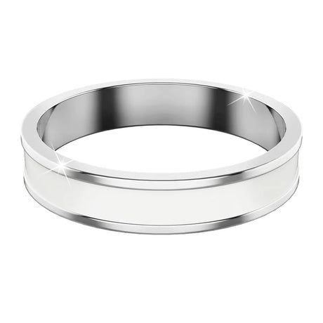Bullion Gold Ceres Timeless Ring White Enamel Ring in Silver