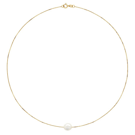 Necklace Baroque Baroque Freshwater Pearl White Yellow Gold 8-9mm