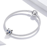 Solid 925 Sterling Silver Blue Eyed Fox Pandora Inspired Charm