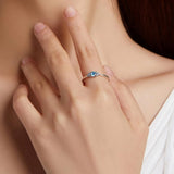 Solid 925 Sterling Silver Blue Centred Stone Ring