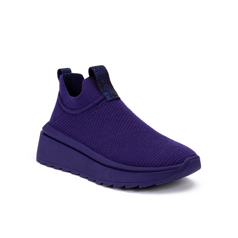 Slip-On Knit Wedge Sneakers - Purple