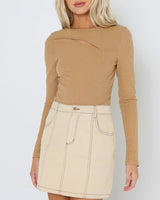 Lost In Lunar Women's Poppy Rib Top - Camel
