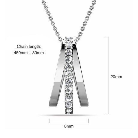 Krystal Couture Sparkly Triple Round Necklace in White Gold Adorned with Swarovski Crystals
