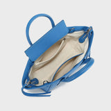 Pebbled Leather Winged Top-Handle Bag - Blue