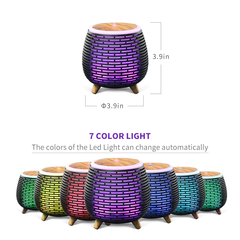 TODO 100Ml Humidifier Aromatherapy Diffuser 7 Colour Led Ultrasonic Mist - Black
