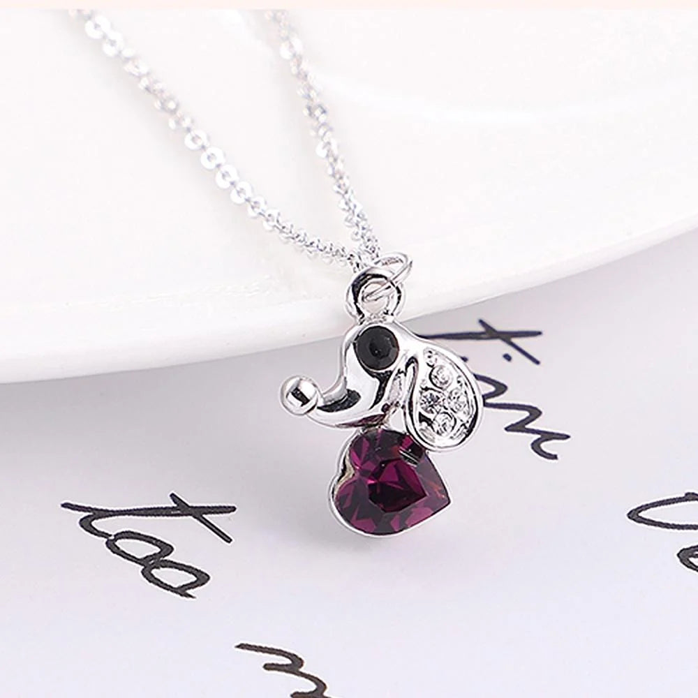 Boxed Cute Elephant Necklace and Earrings Set Embellished with SWAROVSKI® crystals