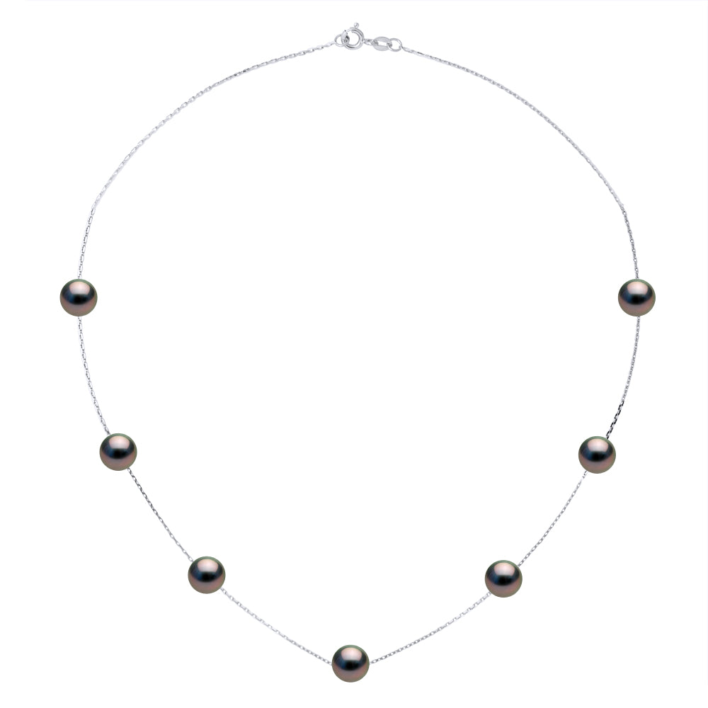 Necklace Real 7 Real Cultured Tahiti Pearls Passing Through Round 7-8 mm - Longueur 18 cm