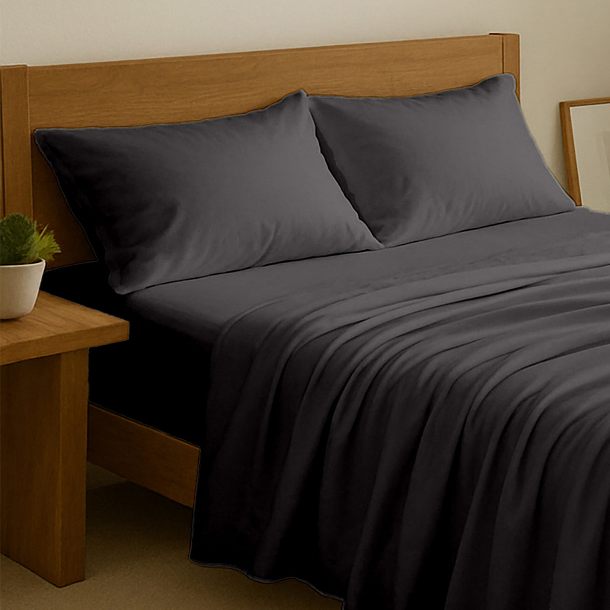 Royal Comfort Opulence Washed Microfibre Sheet Set Charcoal