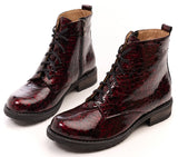 Bosccolo Womens Ankle Boots - Burgundy Croco