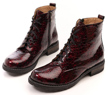 Bosccolo Womens Ankle Boots - Burgundy Croco