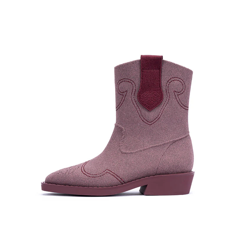 Knit Cowboy Boots - Mauve