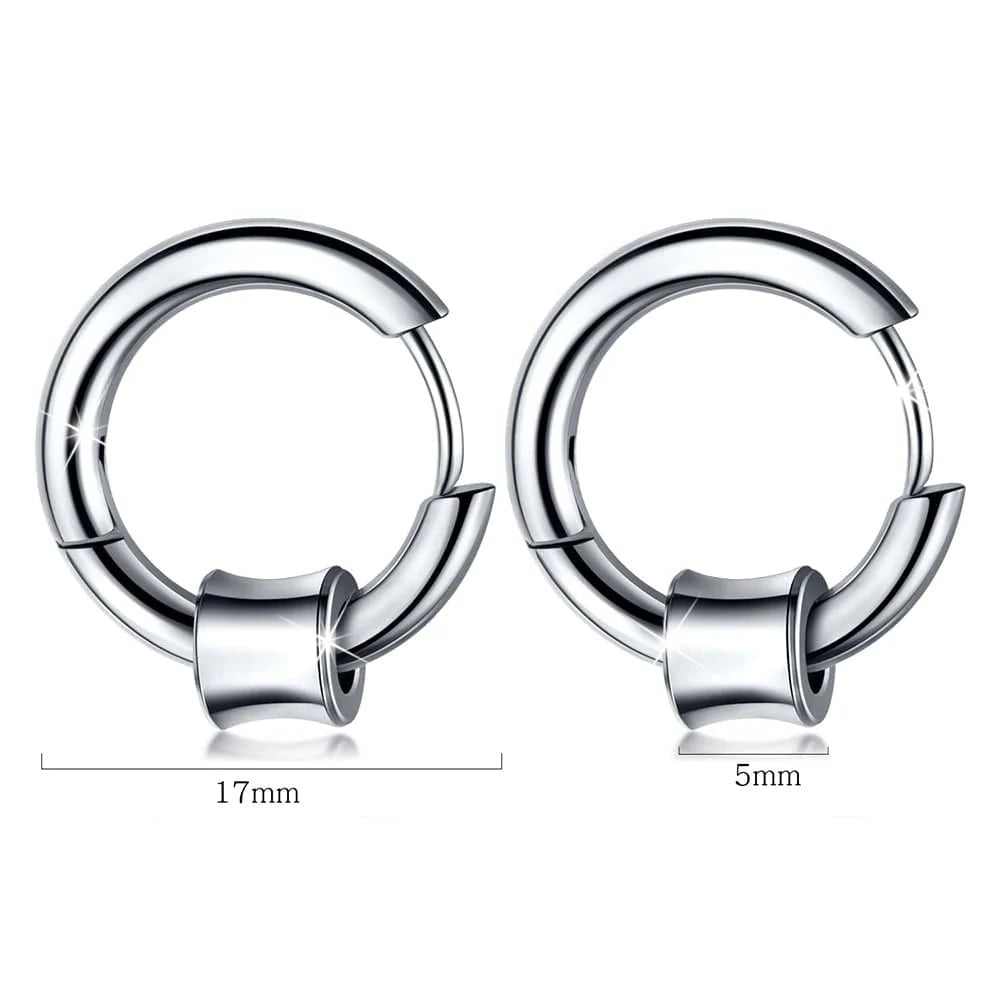 Bullion Gold Round Hoop White Gold Layered Earrings