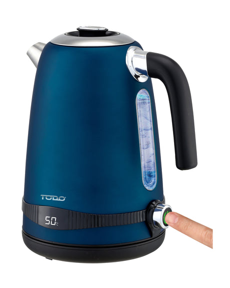 TODO 1.7L Stainless Steel Cordless Kettle Keep Warm Electric Led Water Jug - Blue