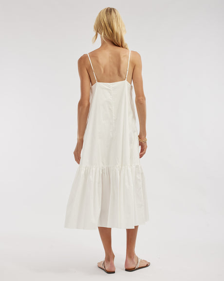 Amelius Zadie Poplin Midi Dress - White