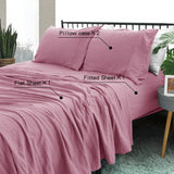 Ramesses Pebble Wash Linen Alternative Sheet Set  - Classic Rose