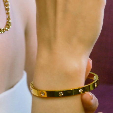 Bullion Gold Cecelia Stainless Steel Bangle in Gold