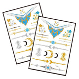 Metallic Temporary Tattoo Gold Silver Glitter Party Body Sticker Waterproof 2 Sheets 001