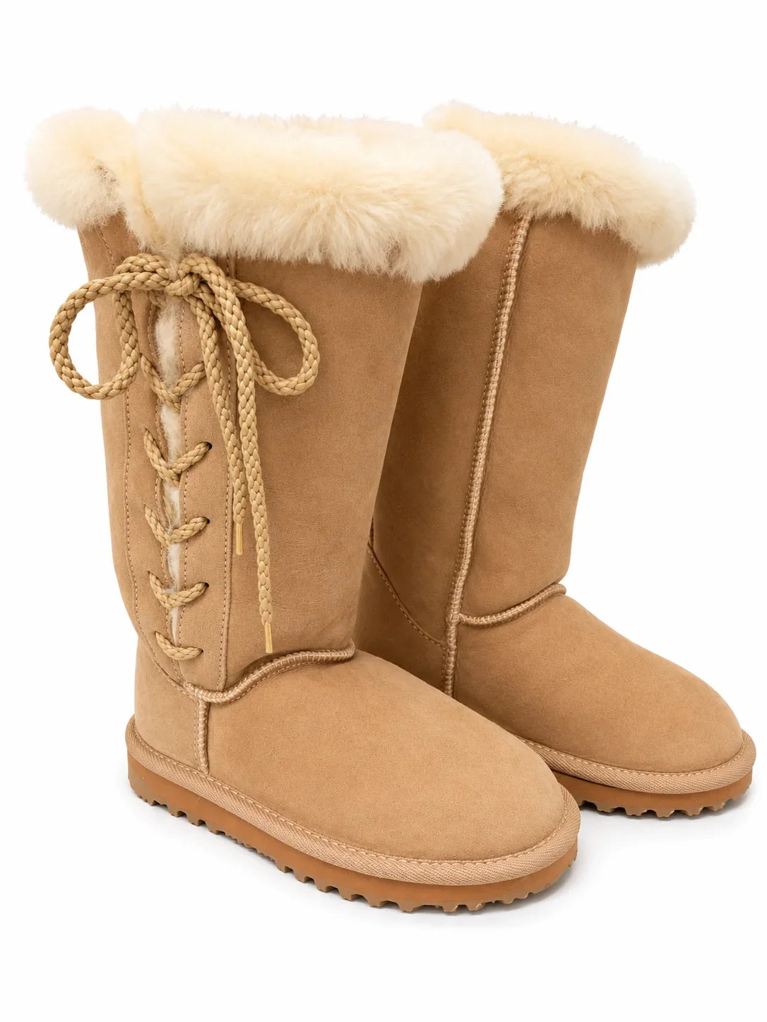Australian Leather Ugg Tall Fur Cuff Lace Up - AU6