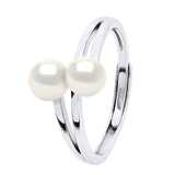 Ring Toi & Moi Button Freshwater Pearl White Sterling Silver