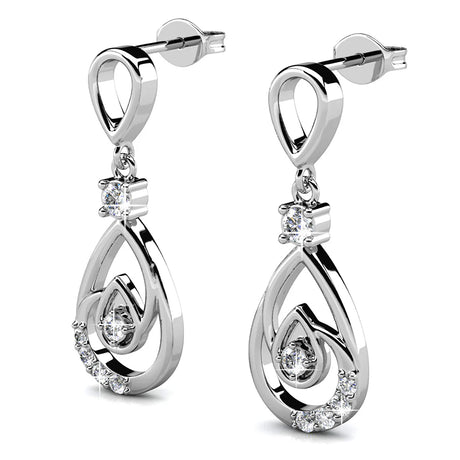 Krystal Couture Periwinkle Teardrop Earrings Embellished with Crystals from SWAROVSKI in White Gold