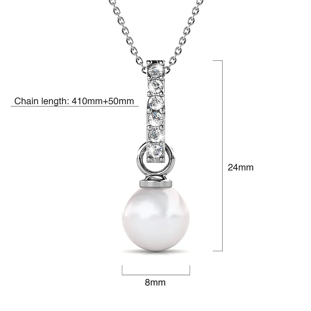 Krystal Couture Luminous Pearl Pendant Necklace in White Gold Adorned with Crystals from Swarovski