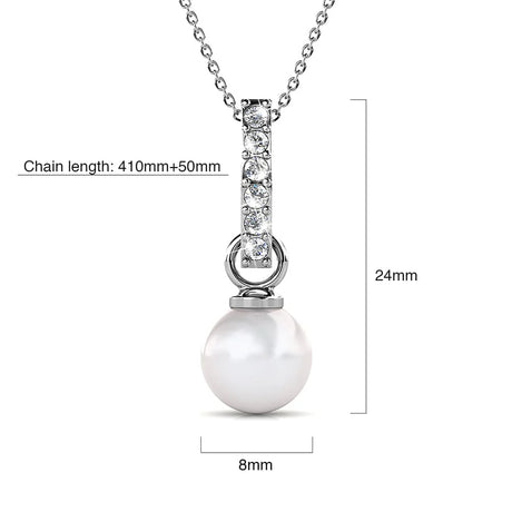 Krystal Couture Luminous Pearl Pendant Necklace in White Gold Adorned with Crystals from Swarovski