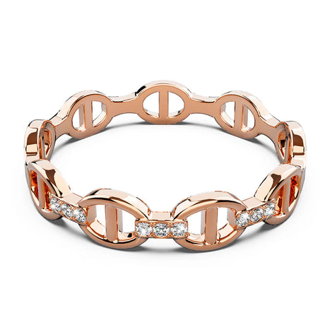 Bullion Gold Mariner Link Ring In Rose Gold