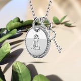 Krystal Couture White Gold Pad Lock with Heart Keys Double Pendant Necklace Embellished with SWAROVSKI Crystals