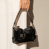 Mini Trunk Top Handle Bag with Metal Embellishments - Black