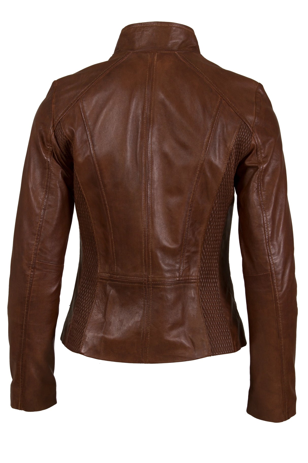Womens Leather Jacket in Dark Tan