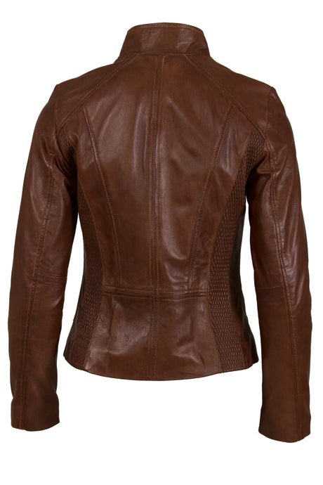 Womens Leather Jacket in Dark Tan