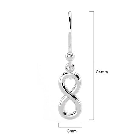 Solid 925 Sterling Silver Infinity French Hook Earrings