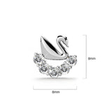 Solid 925 Sterling Silver Swans Upon Stars Earrings