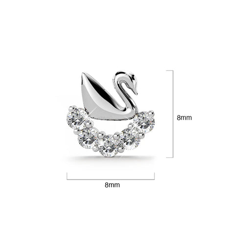 Solid 925 Sterling Silver Swans Upon Stars Earrings