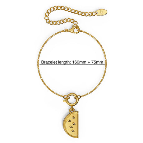 Bullion Gold Watermelon Slice Gold Charm Bracelet