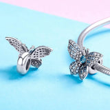 Solid 925 Sterling Silver Blue Butterfly Animal Pandora Inspired Charm