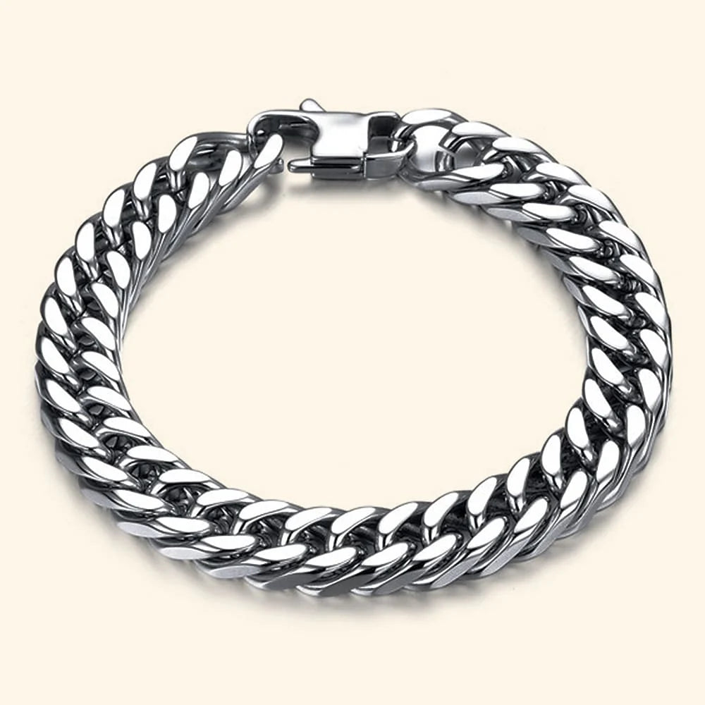 Bullion Gold Curb Chain Stainless Steel Bracelet 12mm
